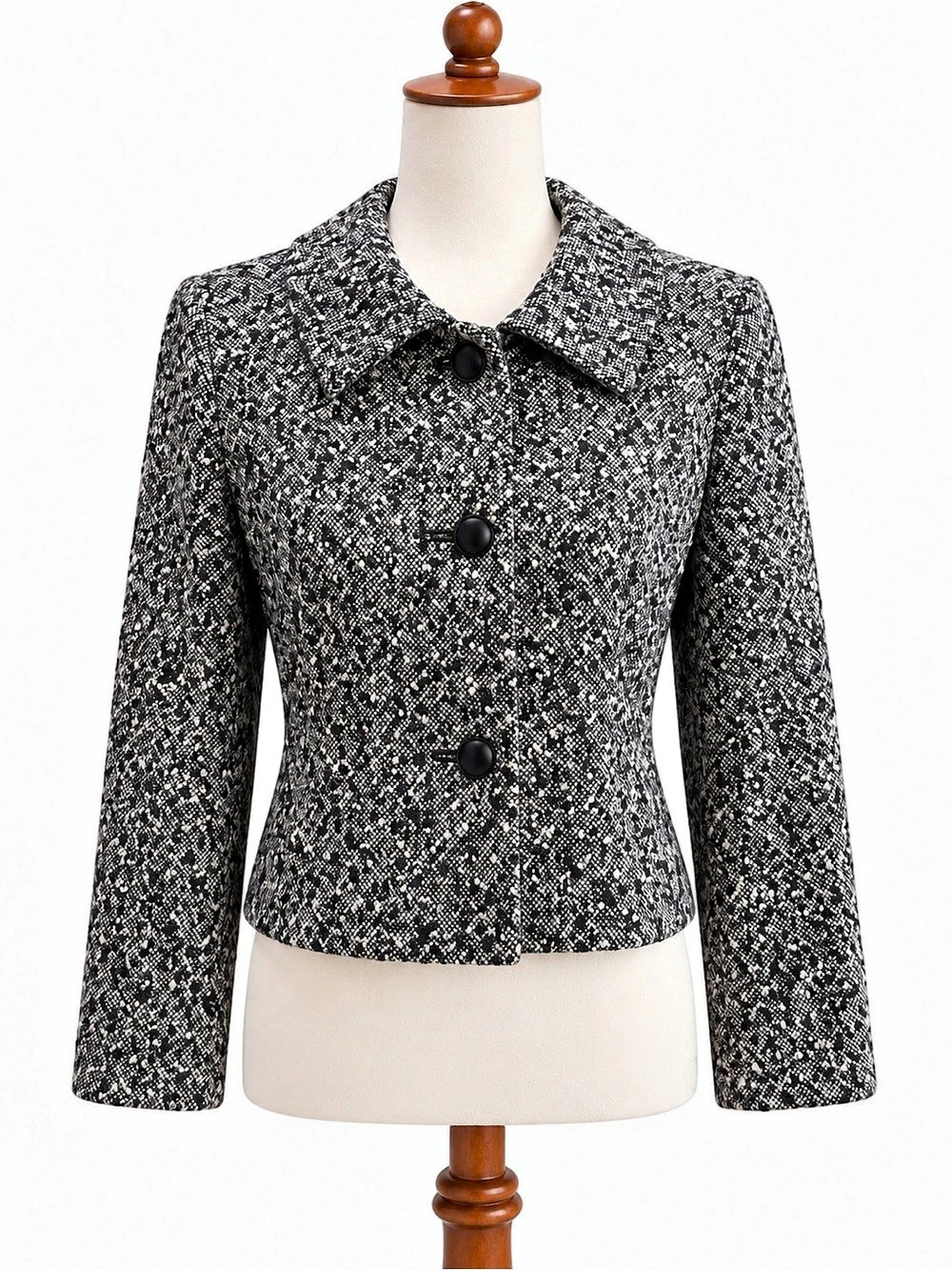 Talbots Wool Abstract Tweed Jacket in Black & White Size 4 Cropped